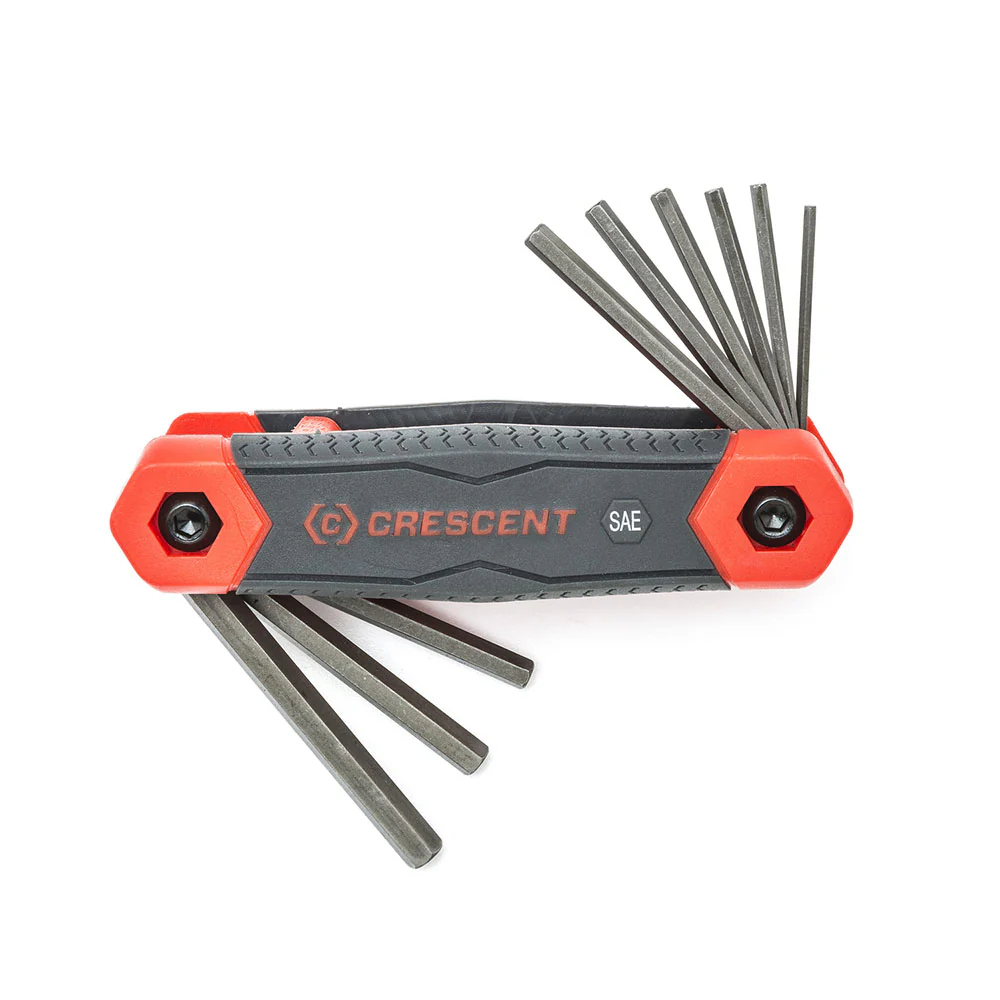 Crescent CHKFSAE9 9 Pc. Folding SAE Hex Dual Material Key Set - Moutools