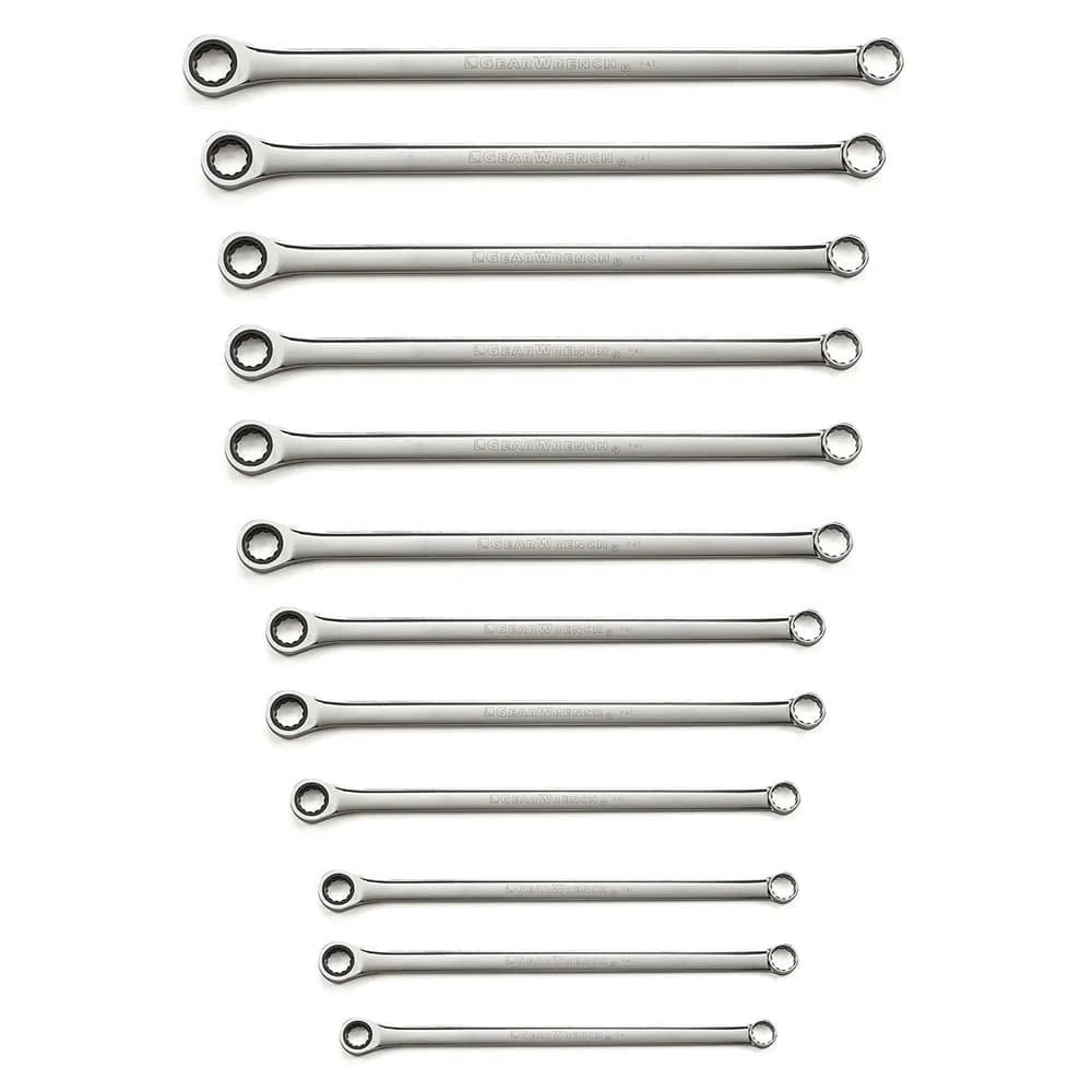 GearWrench 85988 12 Pc. 72-Tooth 12 Point XL GearBox Double Box Ratcheting Metric Wrench Set - Moutools