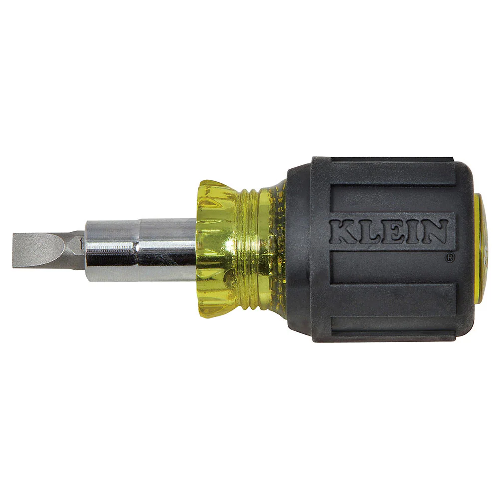 Klein Tools 32561 Multi-Bit Screwdriver / Nut Driver, 6-in-1, Stubby, Ph, Sl Bits - Moutools