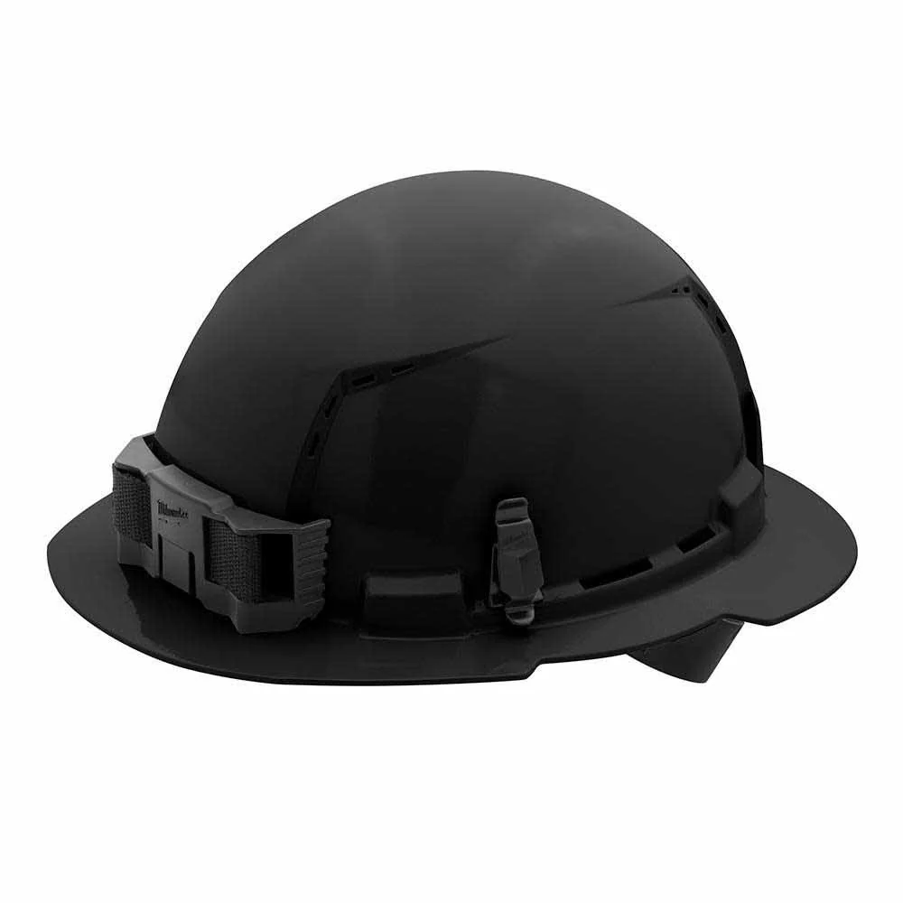 Milwaukee 48-73-1211 Black Full Brim Vented Hard Hat with 4PT Ratcheting Suspension – Type 1 Class C - Moutools