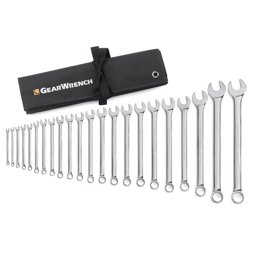 GearWrench 81916 22 Pc. 12 Point Long Pattern Combination Metric Wrench Set - Moutools