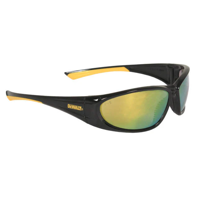 Dewalt DPG98-YD Gable Safety Glasses, Black/Yellow Frame, Yellow Mirror Lens - Moutools