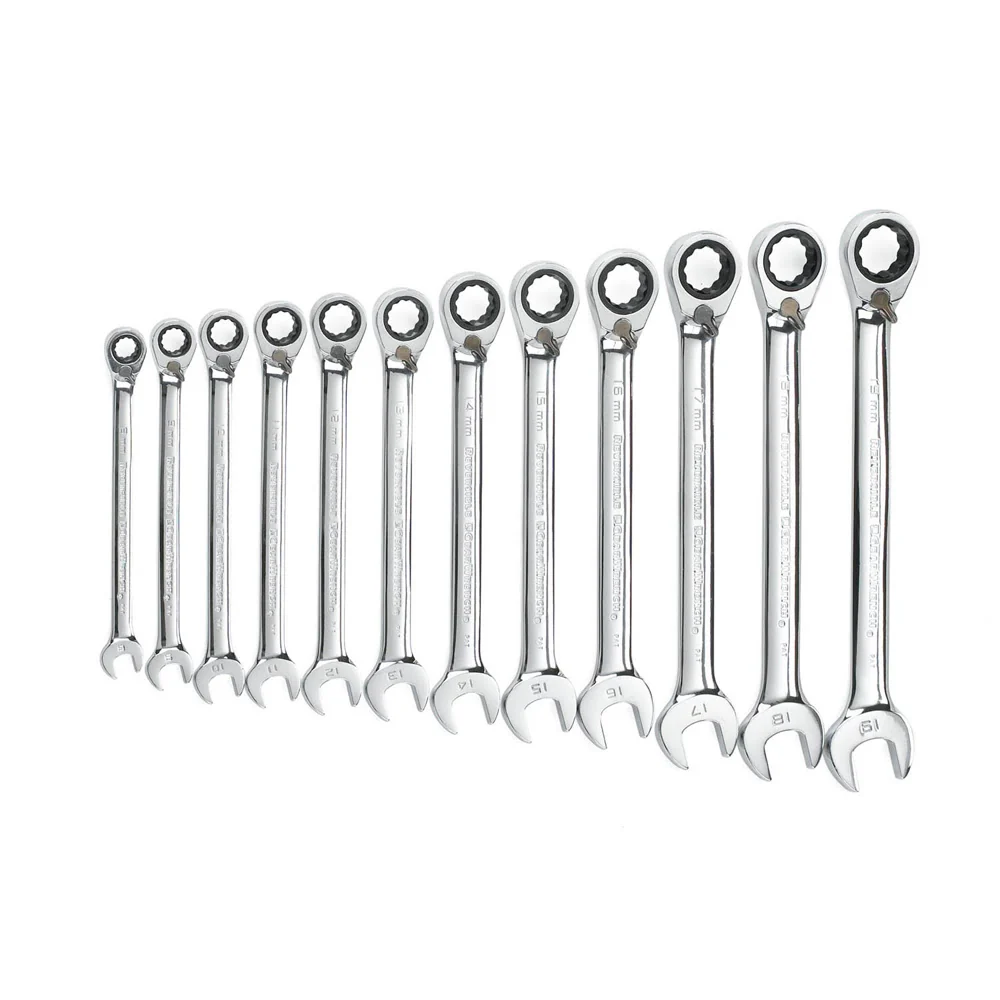 GearWrench 9620N 12 Pc. 72-Tooth 12 Point Reversible Ratcheting Combination Metric Wrench Set - Moutools