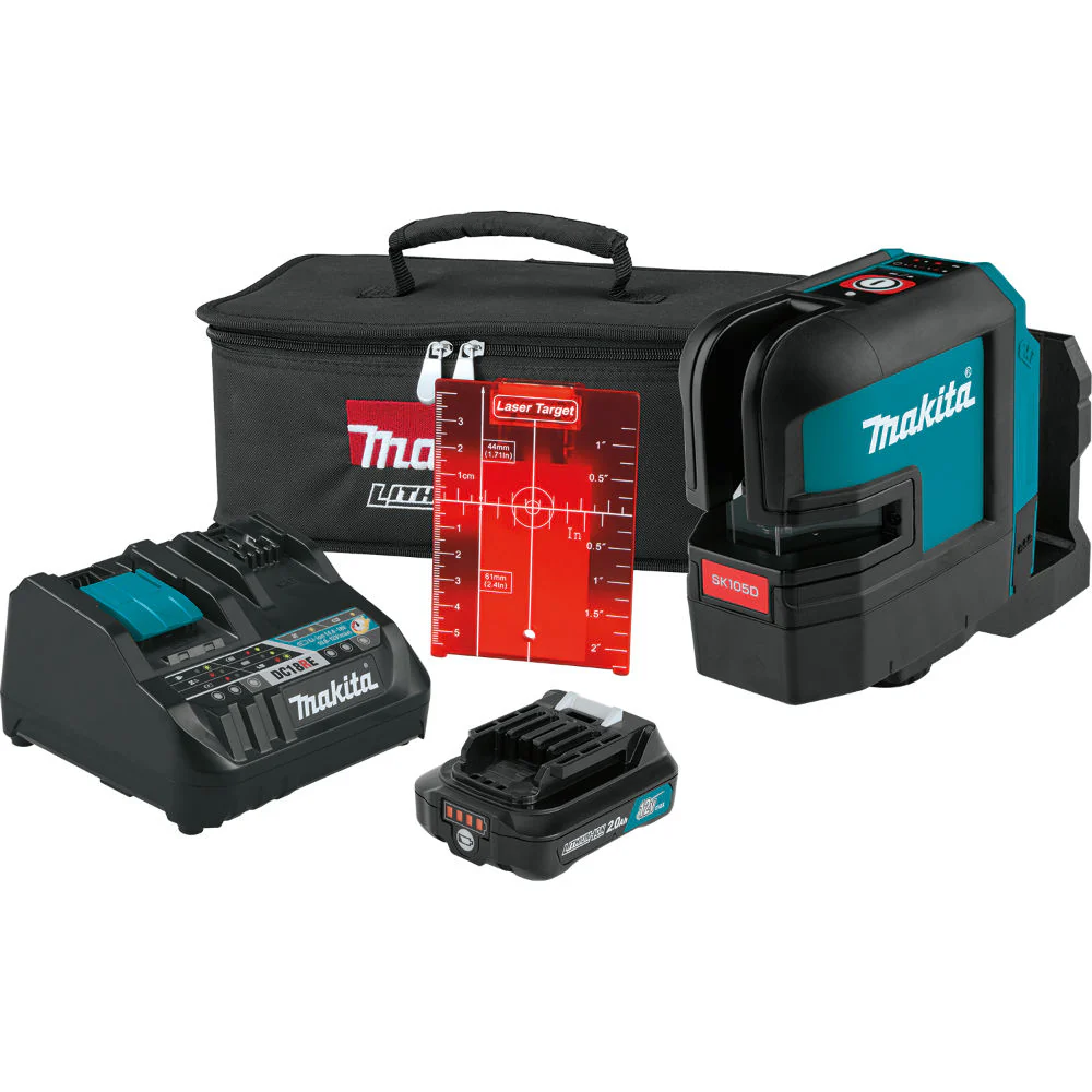 Makita SK105DNAX 12V Max CXT Self-Leveling Cross-Line Red Beam Laser Kit - Moutools