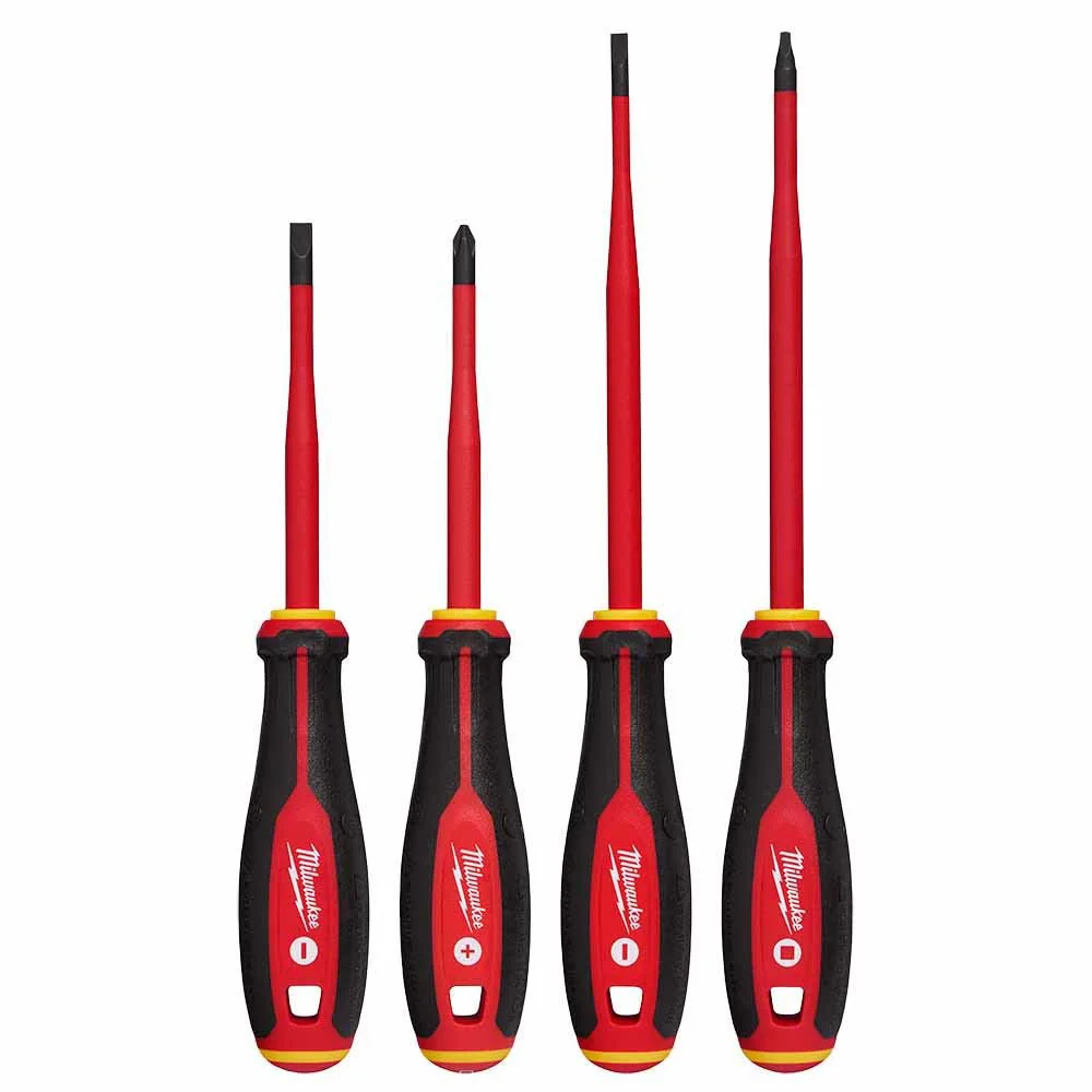 Milwaukee 48-22-2219 4pc 1000V Insulated Slim Tip Screwdriver Set - Moutools