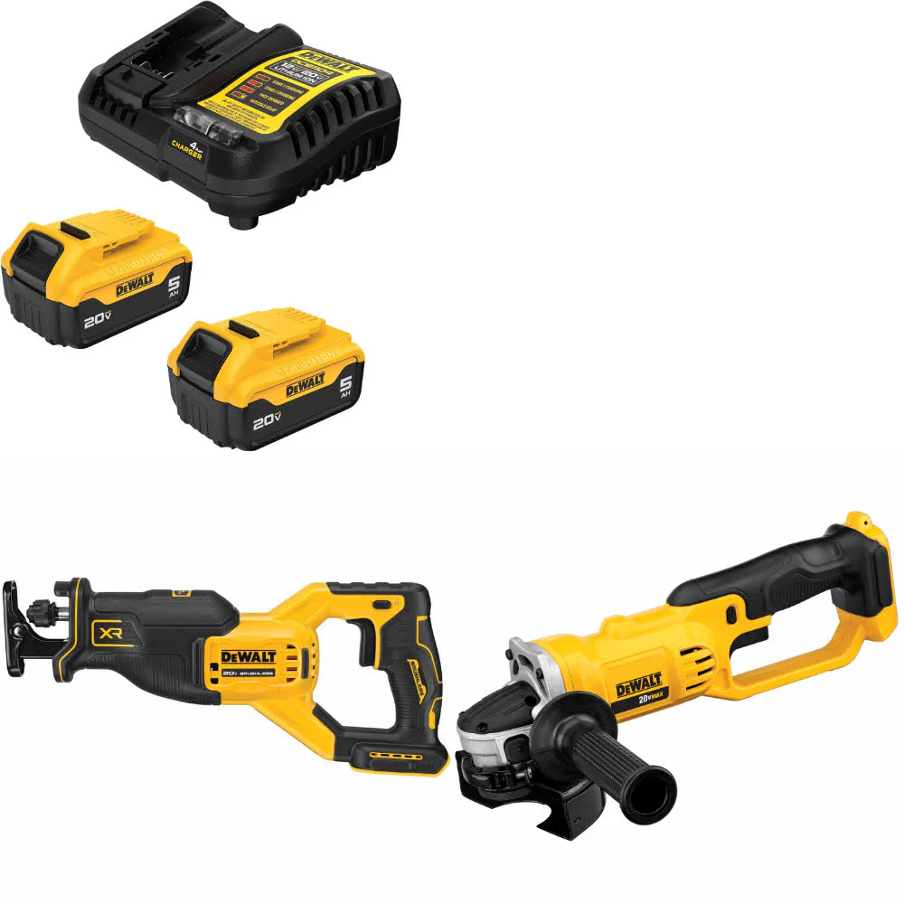 DeWalt DCB205-2C 20V MAX Starter Kit W/ DCS382B 20V Recip Saw & Cut-Off Tool - Moutools