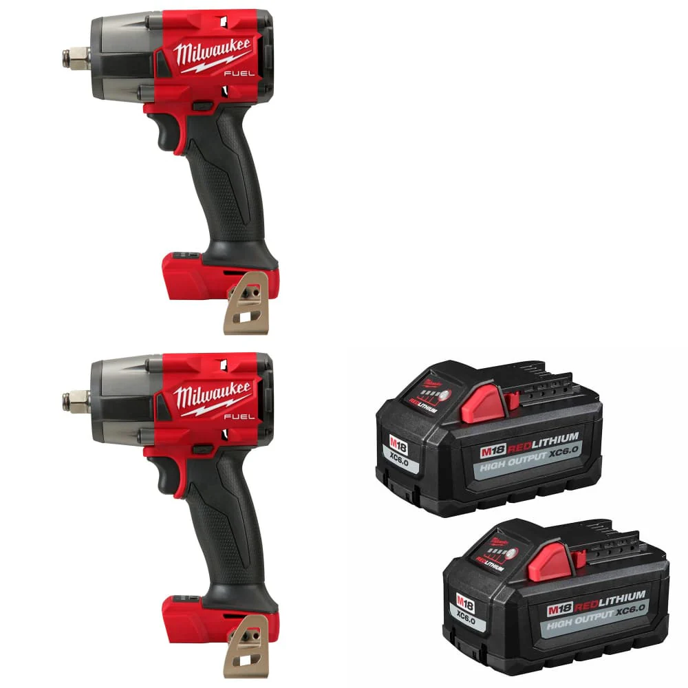 Milwaukee 2962-20 M18 FUEL Impact Wrench-2Pk W/ FREE 48-11-1862 M18 Battery-2Pk - Moutools