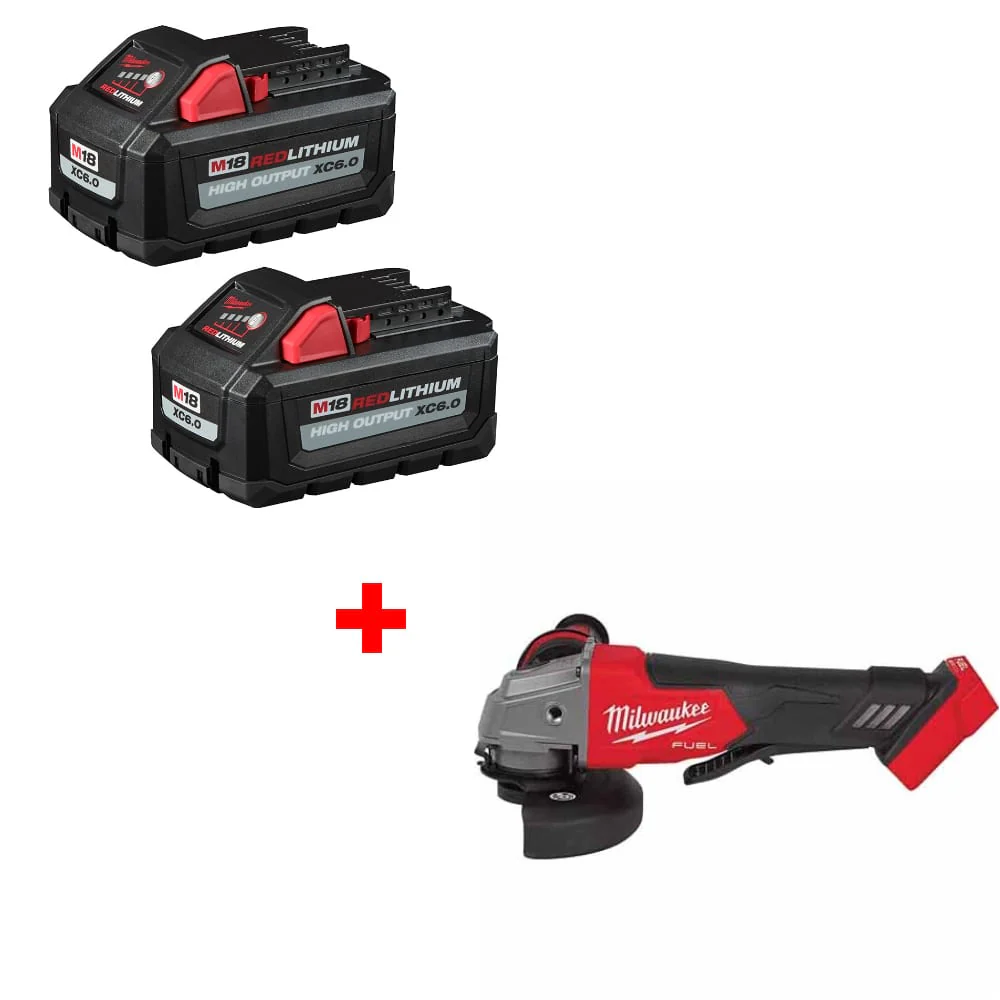 Milwaukee 48-11-1862 M18 XC6.0 Battery 2Pk w/ FREE 2880-20 Grinder Paddle Switch - Moutools