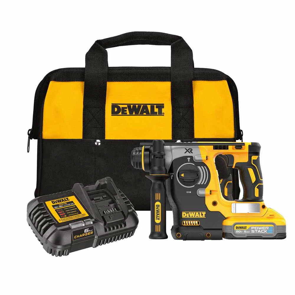 DeWalt DCH273H1 20V Max XR Brushless Cordless 1 In. SDS Plus Rotary Hammer Kit With Dewalt Powerstack 5.0 Ah Battery - Moutools