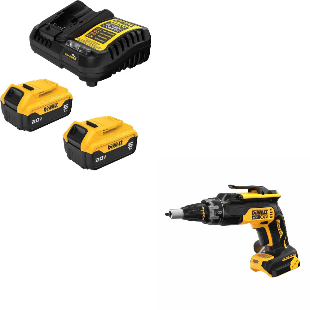 DeWalt DCB205-2C 20V MAX XR 5Ah Starter Kit W/ FREE DCF630B 20V MAX XR Screwgun - Moutools