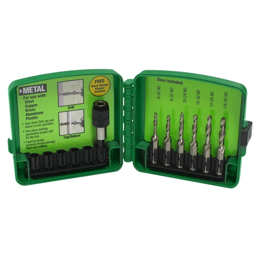 Greenlee DTAPKIT 6-32 to 1/4-20 6 Piece Drill/Tap Set - Moutools