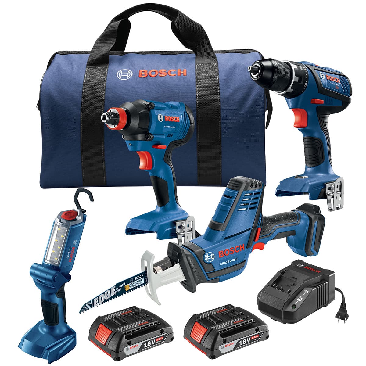Bosch GXL18V-496B22 18V Cordless Drilling and Driving Pro Four-Tool Combo Kit - Moutools