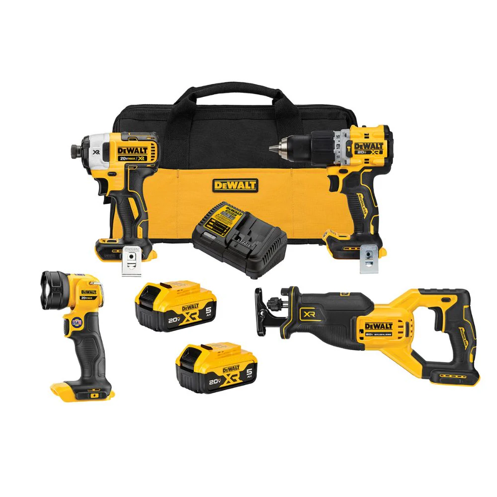 DEWALT DCK449P2 20V MAX XR® Brushless Cordless 4-Tool Combo Kit With 5.0Ah Batteries - Moutools