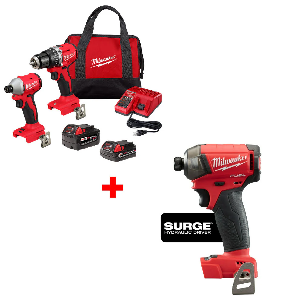 Milwaukee 3693-22CX M18 2-Tool Combo Kit W/ FREE 2760-20 M18 FUEL Hex Driver - Moutools