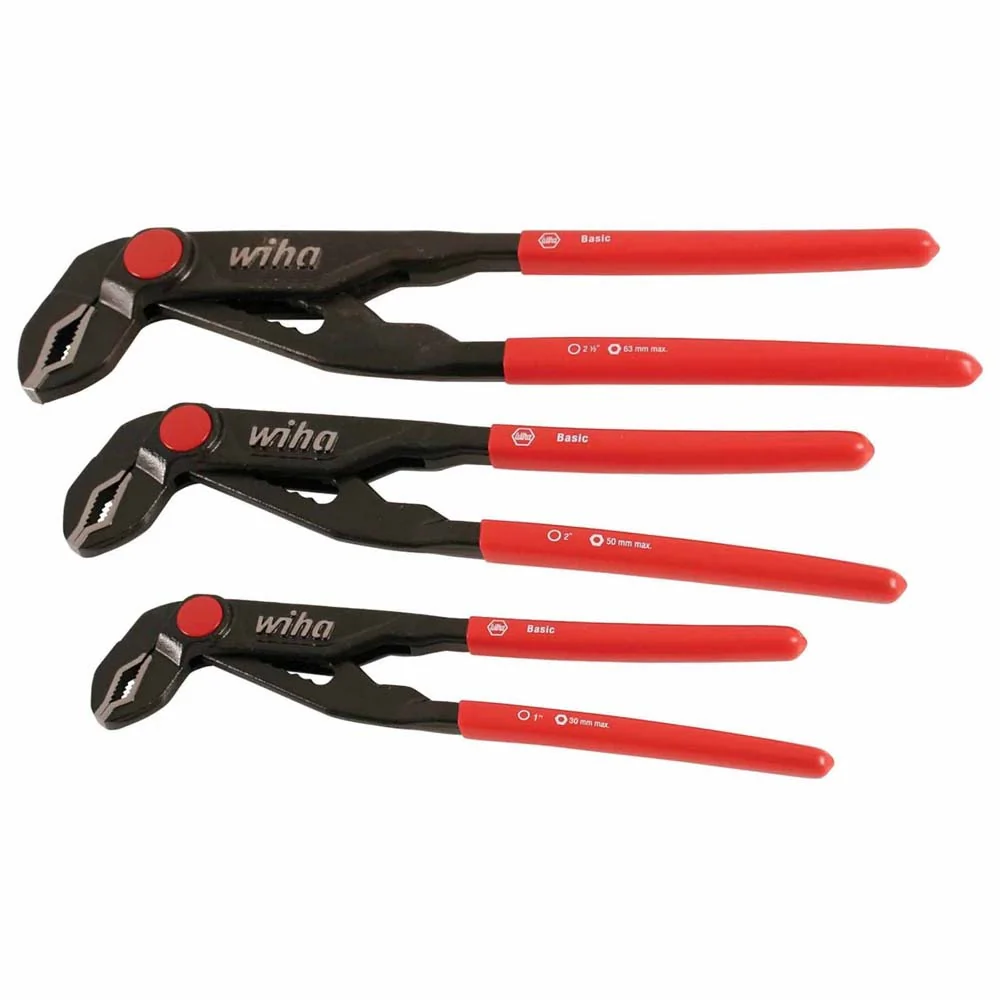 Wiha 32669 3 Piece Classic Grip V-Jaw Tongue and Groove Pliers Set - Moutools