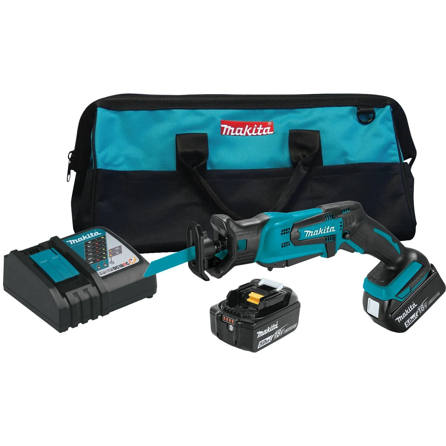 Makita XRJ01T 18V LXT Li-Ion Cordless Compact Reciprocating Saw Kit, 5.0 Ah - Moutools