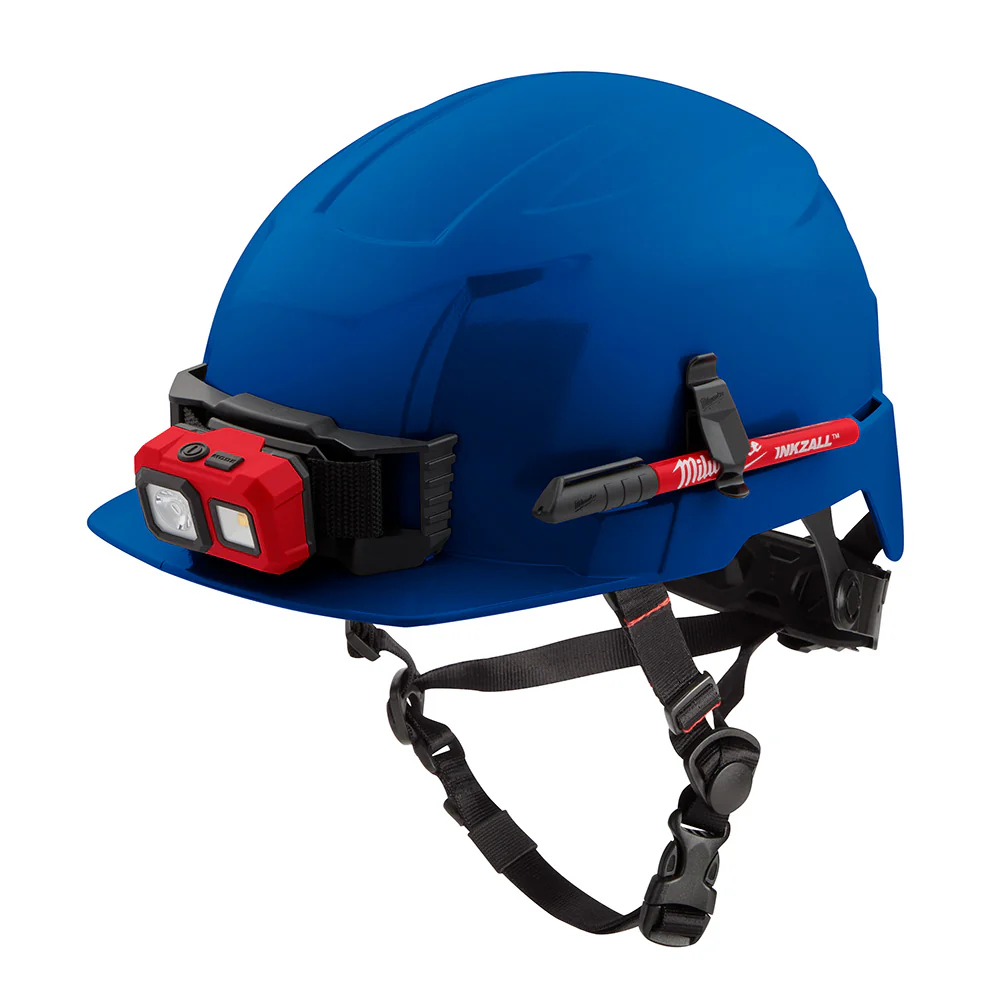 Milwaukee 48-73-1325 BOLT Blue Front Brim Safety Helmet (USA) - Type 2, Class E, Non-Vented - Moutools