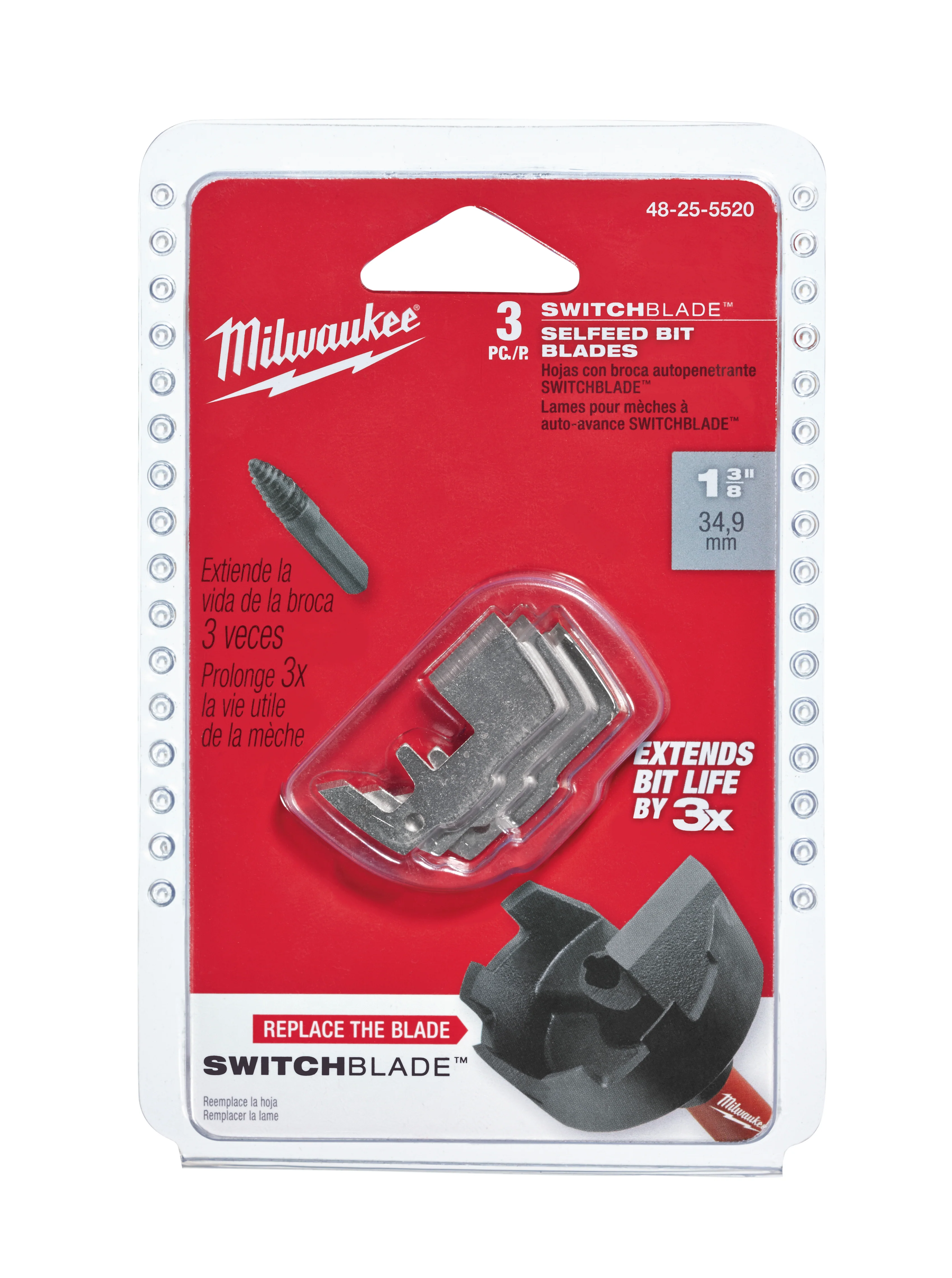 Milwaukee 48-25-5520 1-3/8 in. SwitchBlade™ Replacement Blades (3 Pack) - Moutools