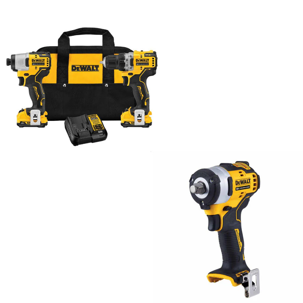 DeWalt DCK221F2 12V MAX 2-Tool Combo Kit w/ FREE DCF901B 12V MAX Impact Wrench - Moutools