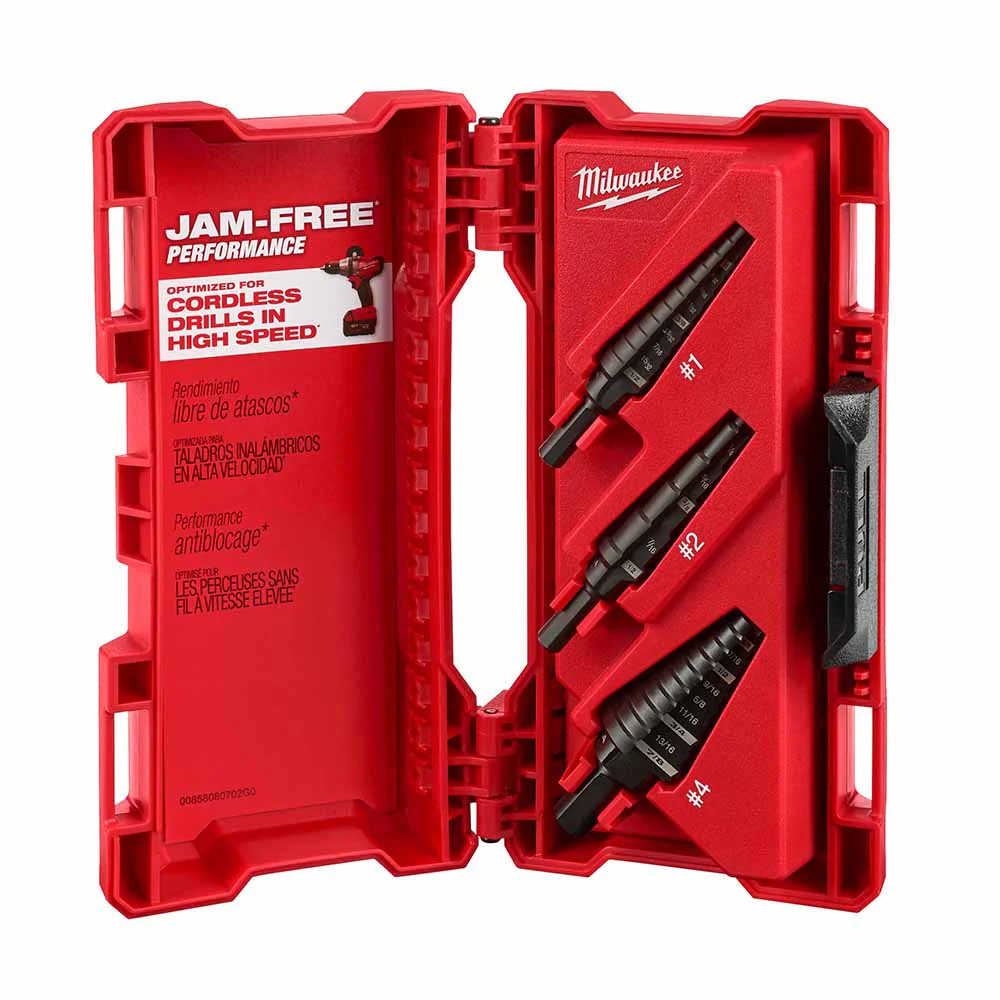 Milwaukee 48-89-9221 Dual-Flute 3pc Step Bit Set (#1, #2, #4) - Moutools