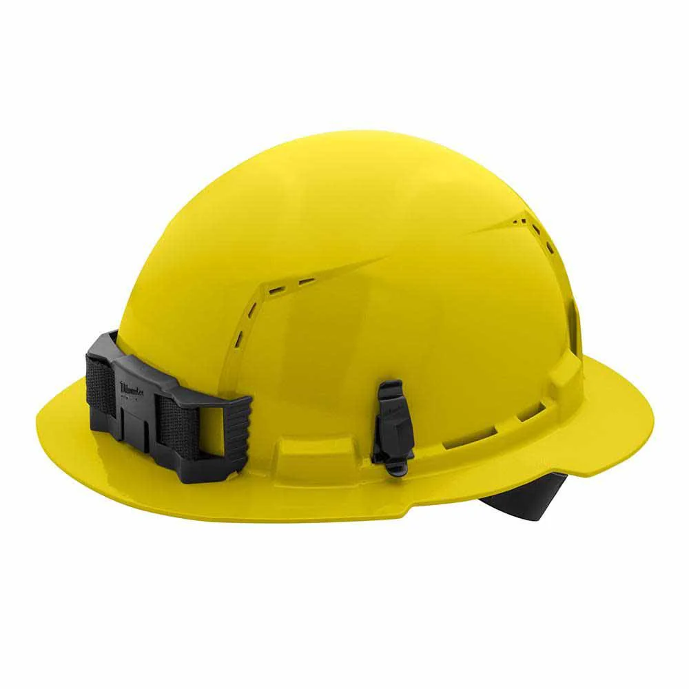 Milwaukee 48-73-1203 Yellow Full Brim Vented Hard Hat with 4PT Ratcheting Suspension – Type 1 Class C - Moutools