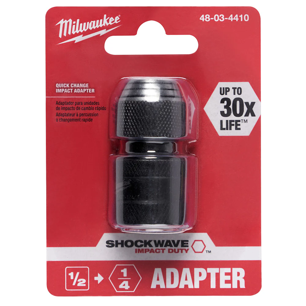 Milwaukee 48-03-4410 SHOCKWAVE 1/2 SQ TO 1/4 Hex Impact Adapter - Moutools