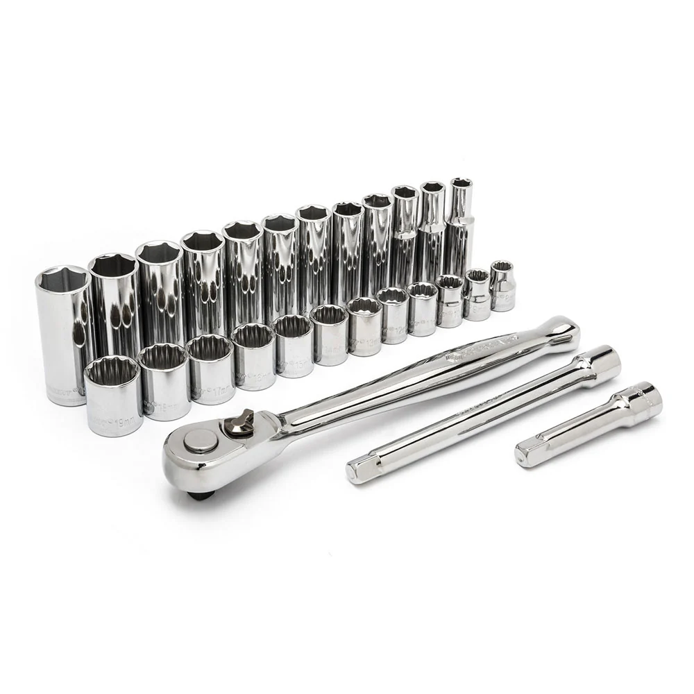 Crescent CSWS9N 27 Pc 3/8 Dr 6 & 12 Pt Std & Dp Met Mechanics Tool Set - Moutools