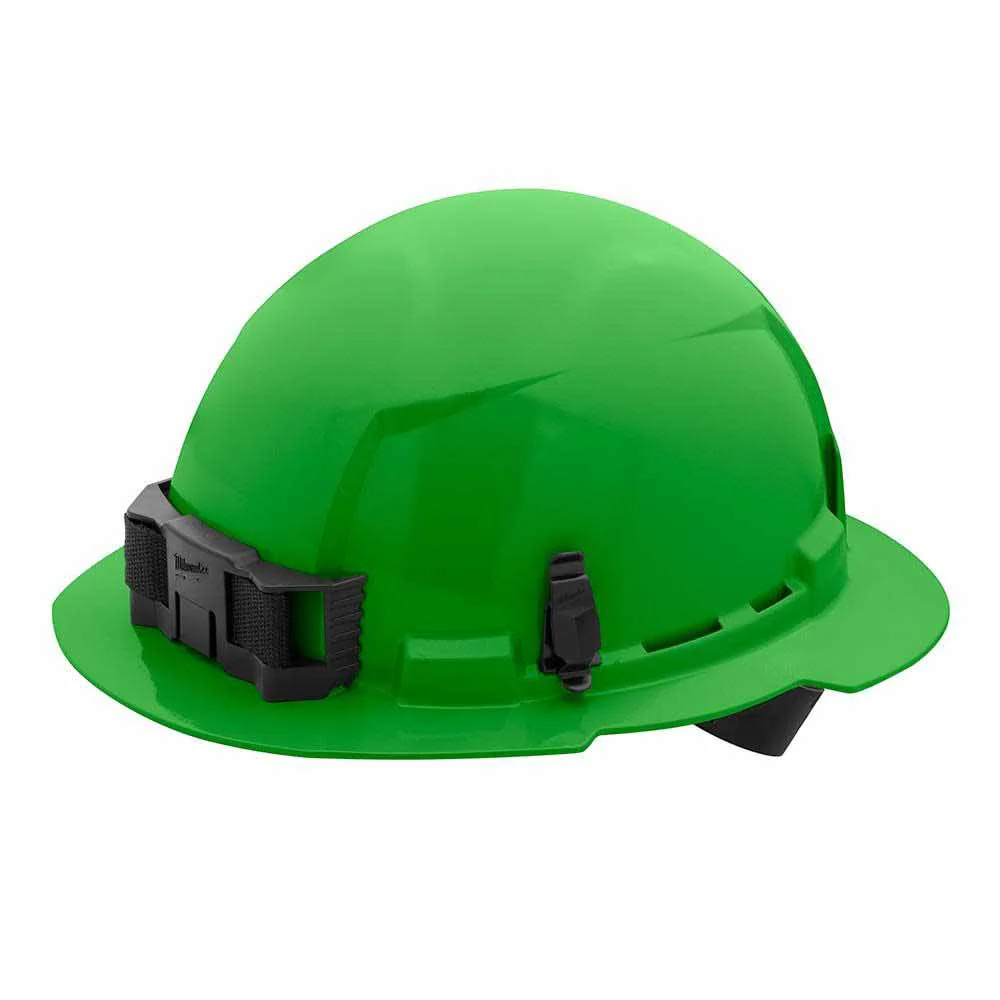 Milwaukee 48-73-1107 Green Full Brim Hard Hat with 4PT Ratcheting Suspension – Type 1 Class E - Moutools