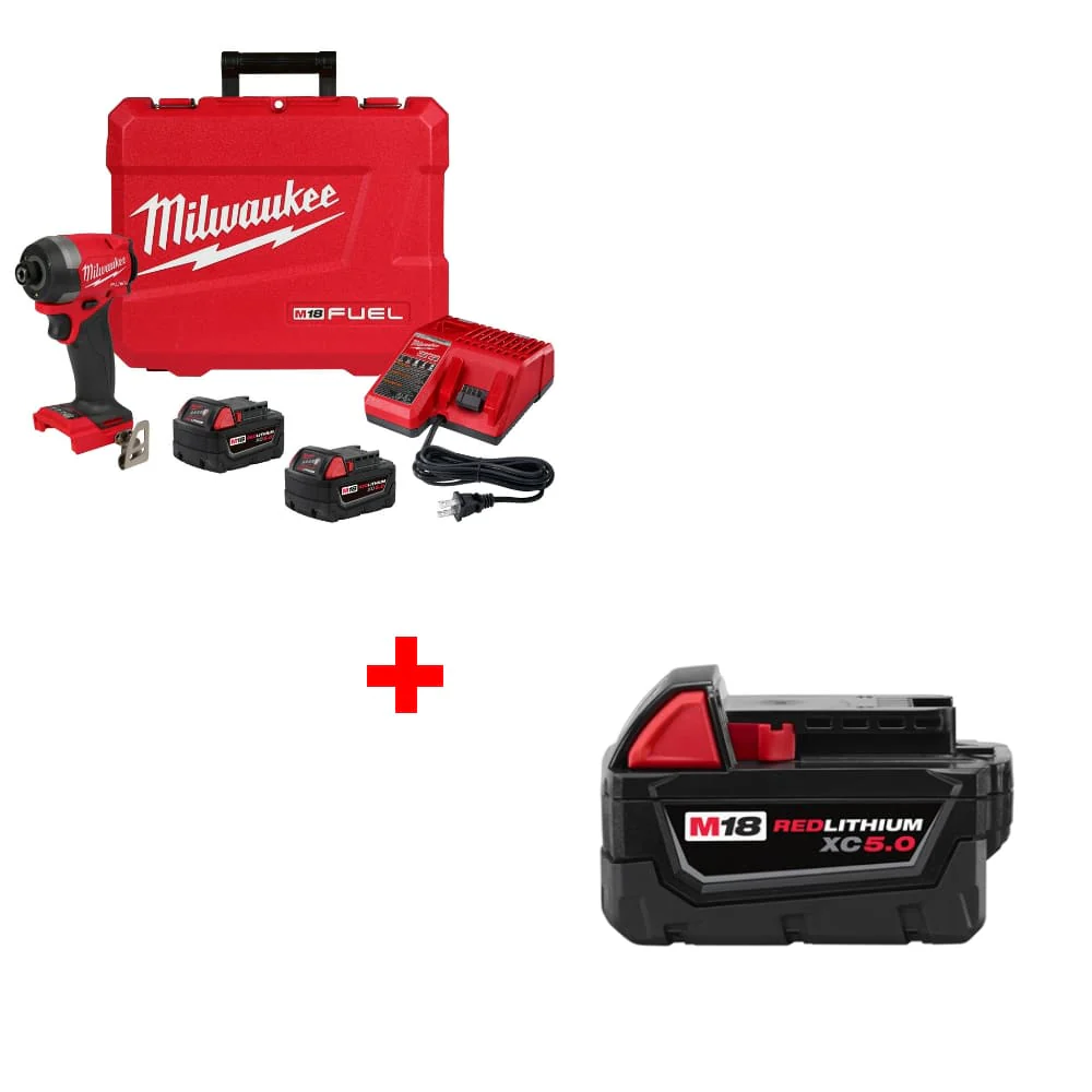 Milwaukee 2953-22 M18 FUEL Impact Driver Kit w/ FREE 48-11-1850 M18 Battery Pack - Moutools