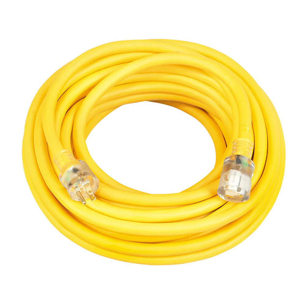 Southwire 2689SW0002 10/3 100' SJTW Yellow Extension Cord with Lighted End - Moutools