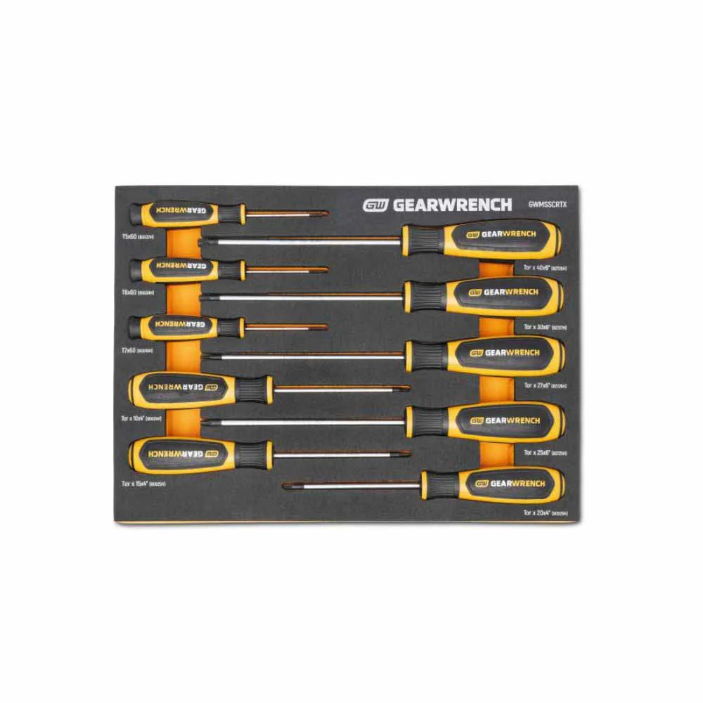 Gearwrench GWMSSCRTX 10 Piece Torx® Dual Material Screwdriver Set in Foam Storage Tray - Moutools