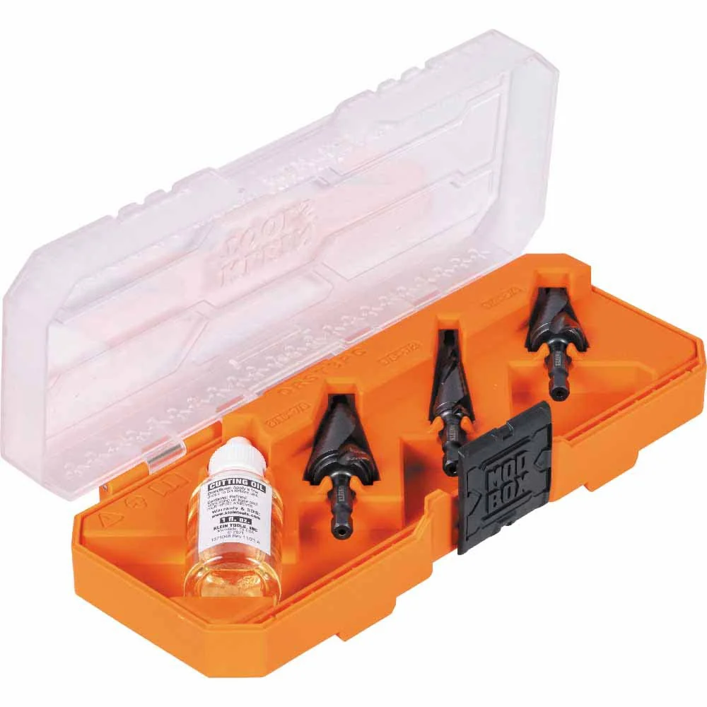 Klein Tools QRST3PC Premium All Purpose Quick Release Step Bit Kit, 3 Piece - Moutools
