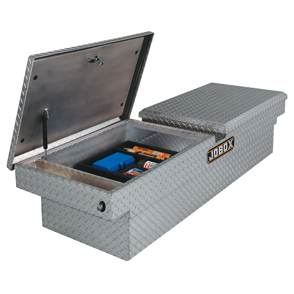 JOBOX PAC1598000 Aluminum Mid Lid Rear-Hinged Full-size Crossover Truck Box - Moutools