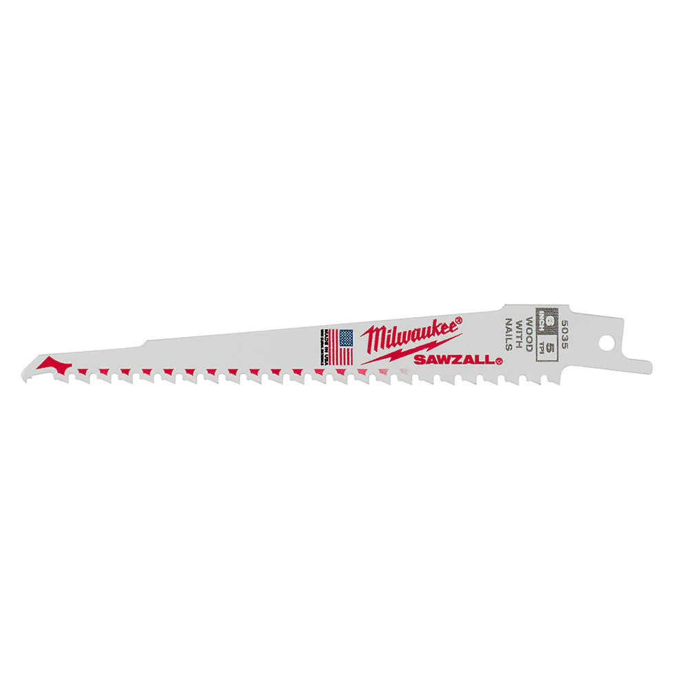 Milwaukee 48-01-2015 6 in. 5 TPI Thin Kerf SAWZALL® Blades-Bulk 10 - Moutools
