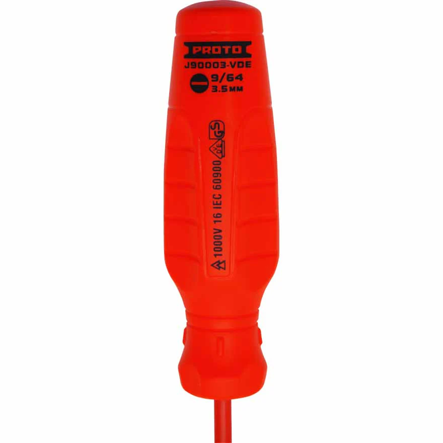 Proto J90003-VDE VDE Insulated Cabinet Screwdriver- 9/64 X 4