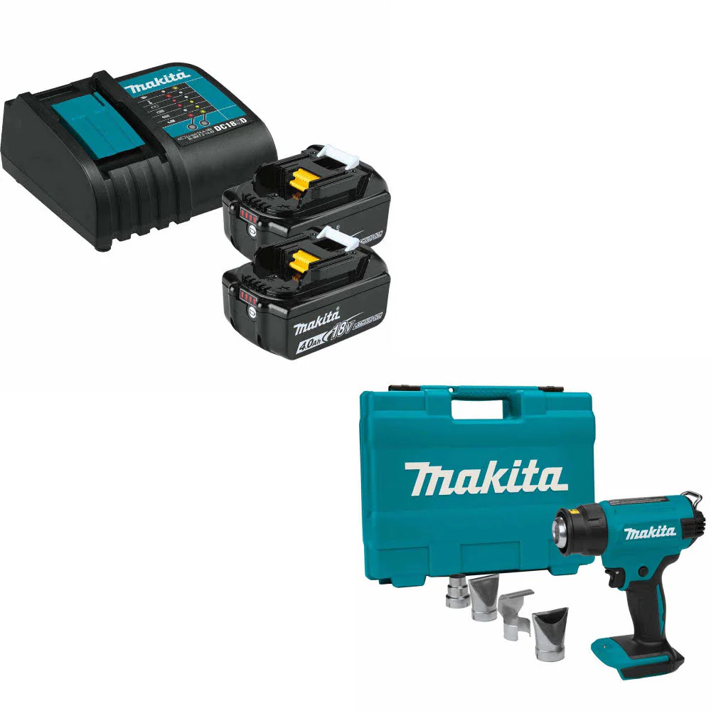 Makita BL1840BSC2 18V LXT Li-Ion Starter Pack W/ FREE XGH01ZK 18V LXT Heat Gun - Moutools