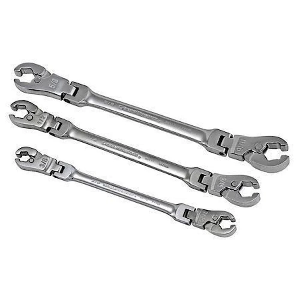 GearWrench 89098 3 Pc. Ratcheting Flex Head Flare Nut SAE Wrench Set - Moutools