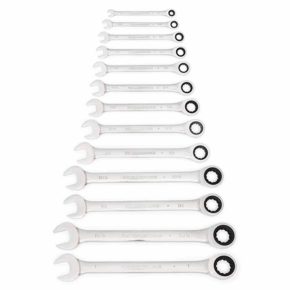 GearWrench 9312 13 Pc. 72-Tooth 12 Point Ratcheting Combination SAE Wrench Set - Moutools