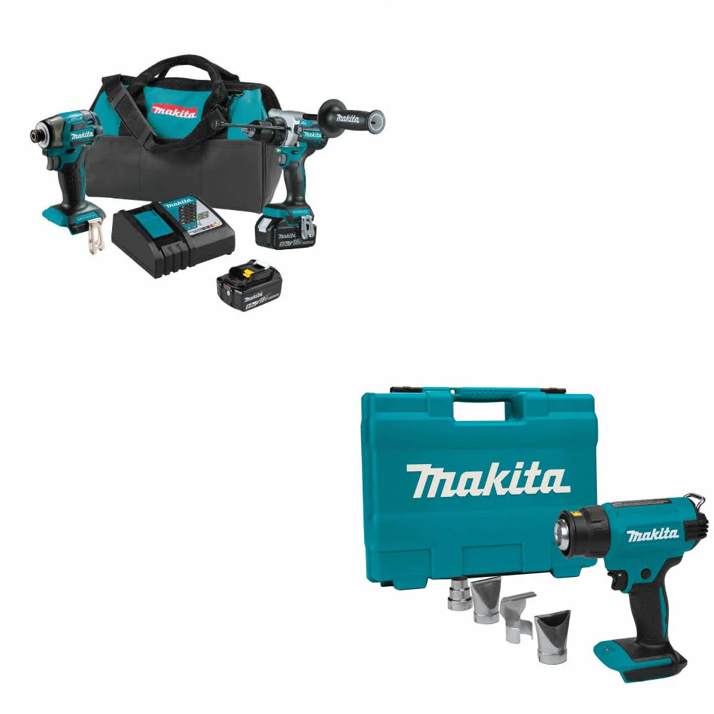 Makita XT297T 18V LXT Li-Ion 2 Pc. Combo Kit W/ FREE XGH01ZK 18V LXT Heat Gun - Moutools