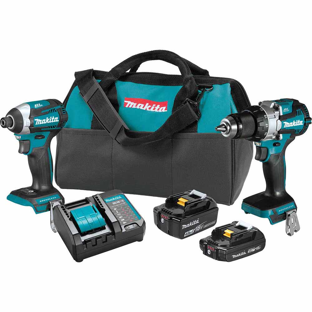 Makita XT296SMR 18V LXT Lithium-Ion Brushless Cordless 2-Pc. Combo Kit (2.0Ah/4.0Ah) - Moutools