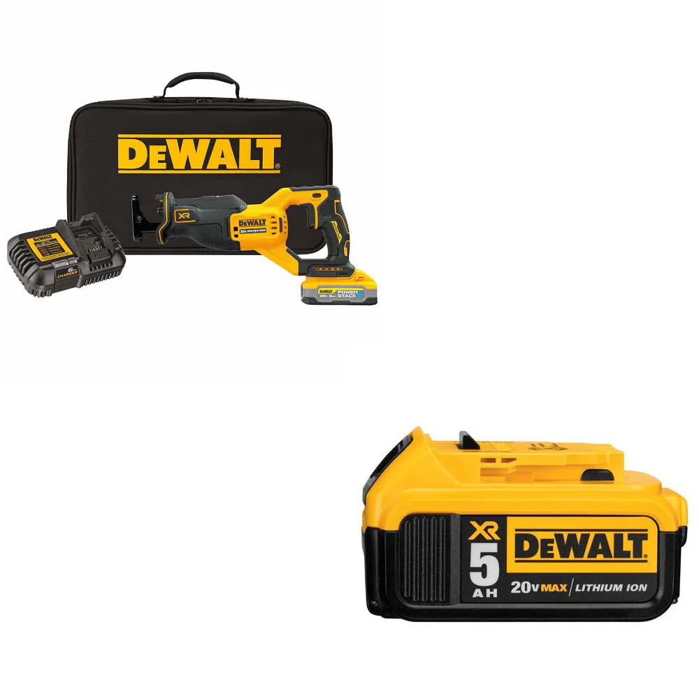 DeWalt DCS382H1 20V Max XR Recip Saw Kit W/ FREE DCB205 20V MAX Battery Pack - Moutools