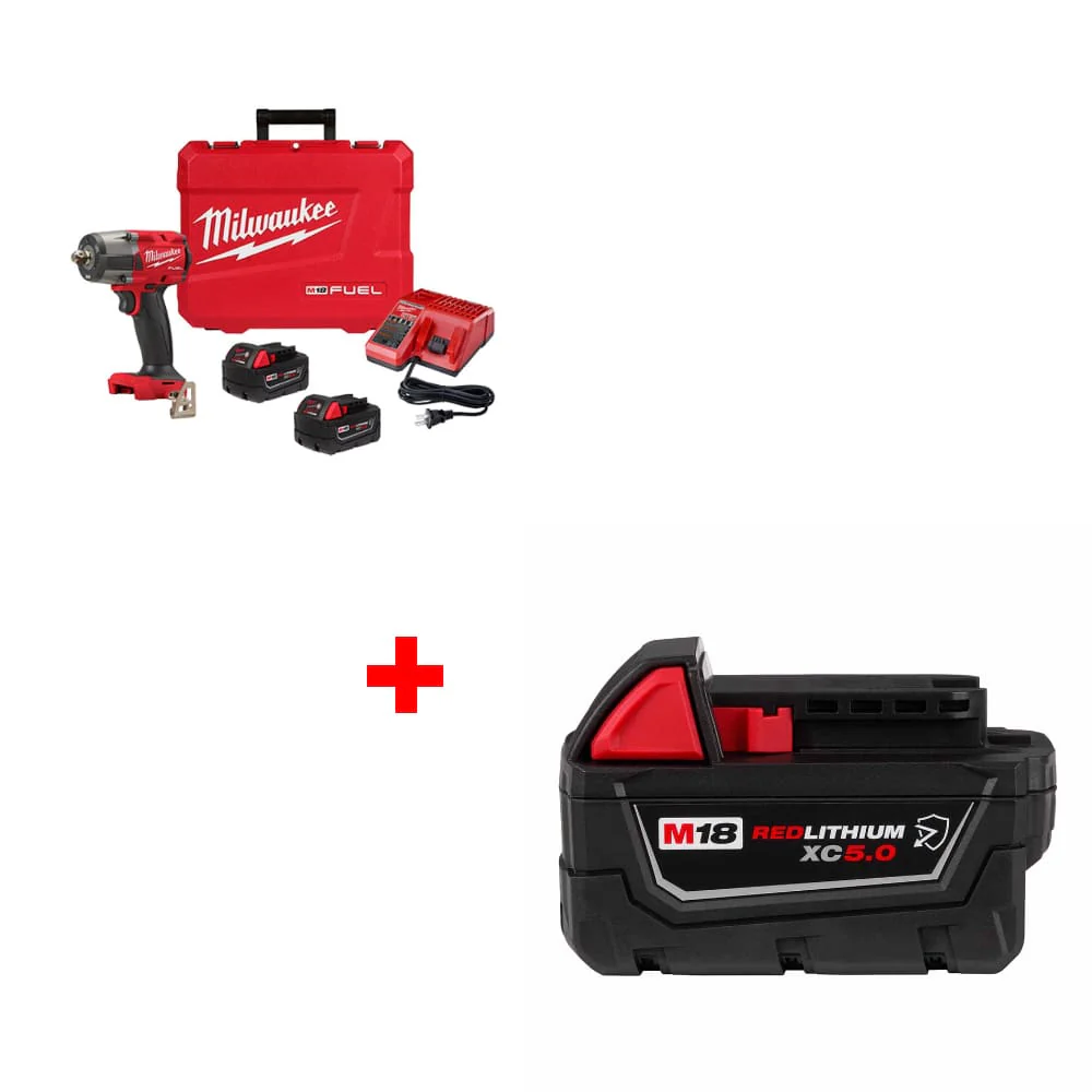 Milwaukee 2962P-22R M18 FUEL Impact Wrench Kit w/ FREE 48-11-1850R M18 Battery - Moutools