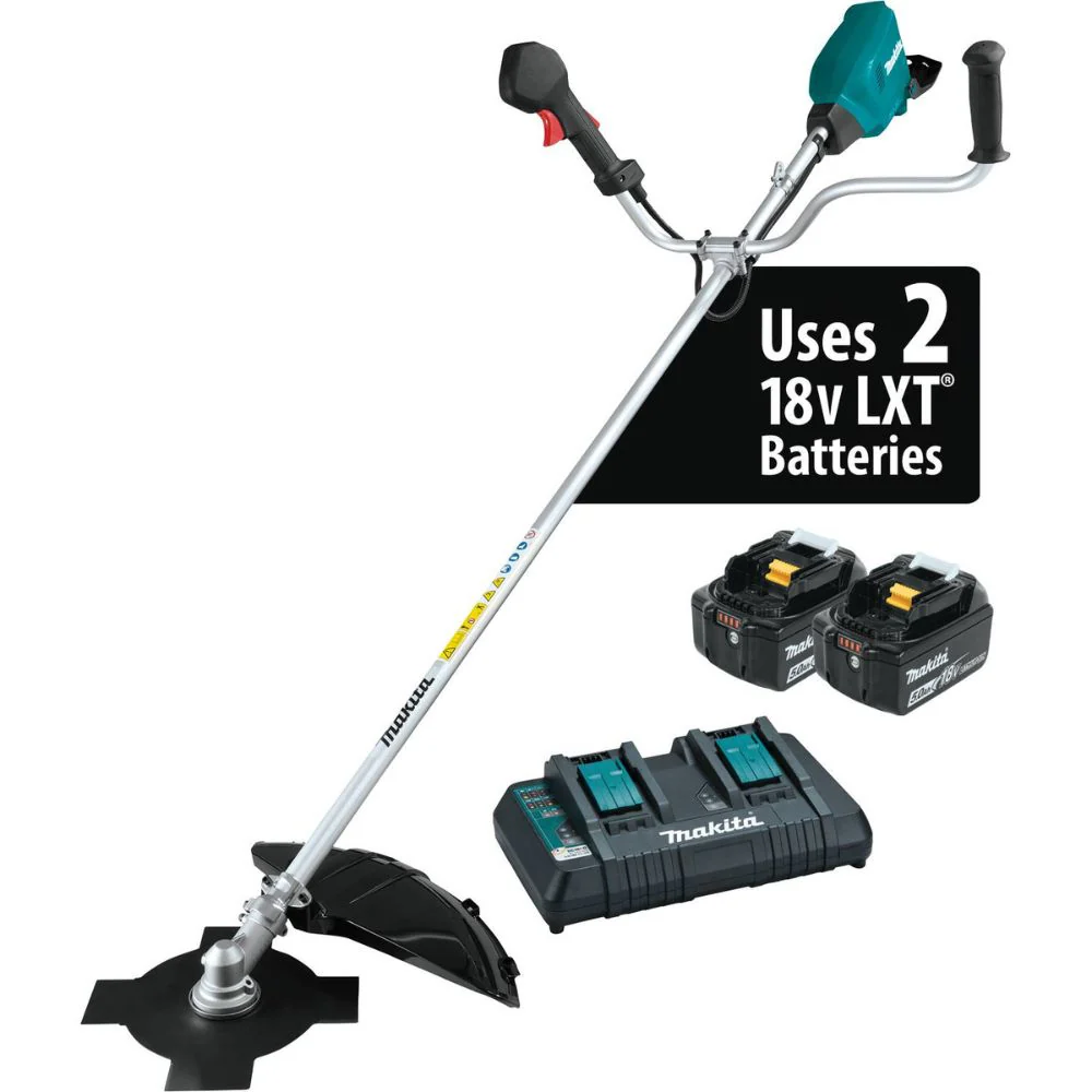 Makita XRU16PT 36V (18V X2) LXT Brushless Brush Cutter Kit, dual port charger (5.0Ah) - Moutools
