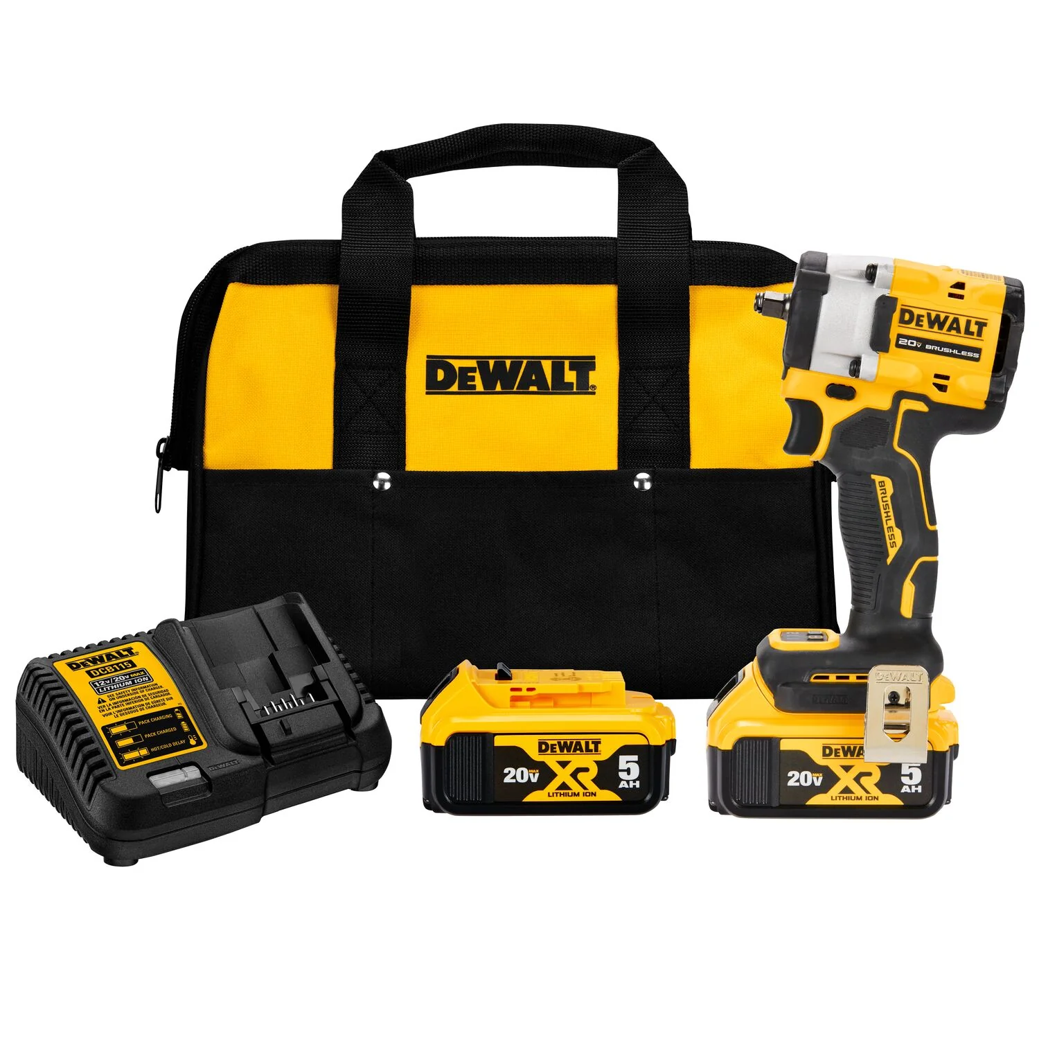 DeWalt DCF923P2 ATOMIC 20V MAX* 3/8 in. Cordless Impact Wrench with Hog Ring Anvil Kit - Moutools