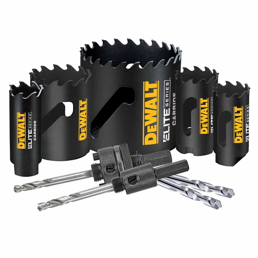 DeWalt DAH39CTSET Elite Series Metal Cutting Carbide Hole Saw Kit 9PC - Moutools
