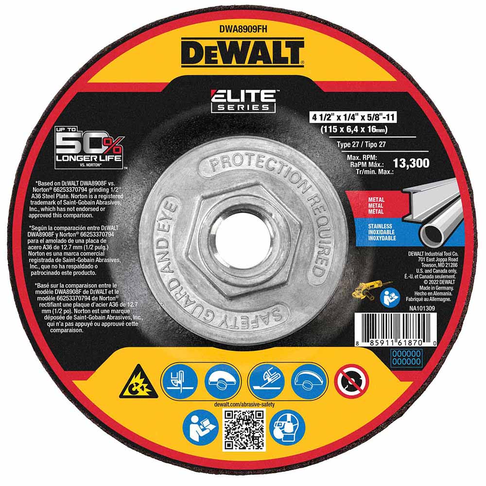 DeWalt DWA8909FH ELITE SERIES Grinding Wheels 4-1/2