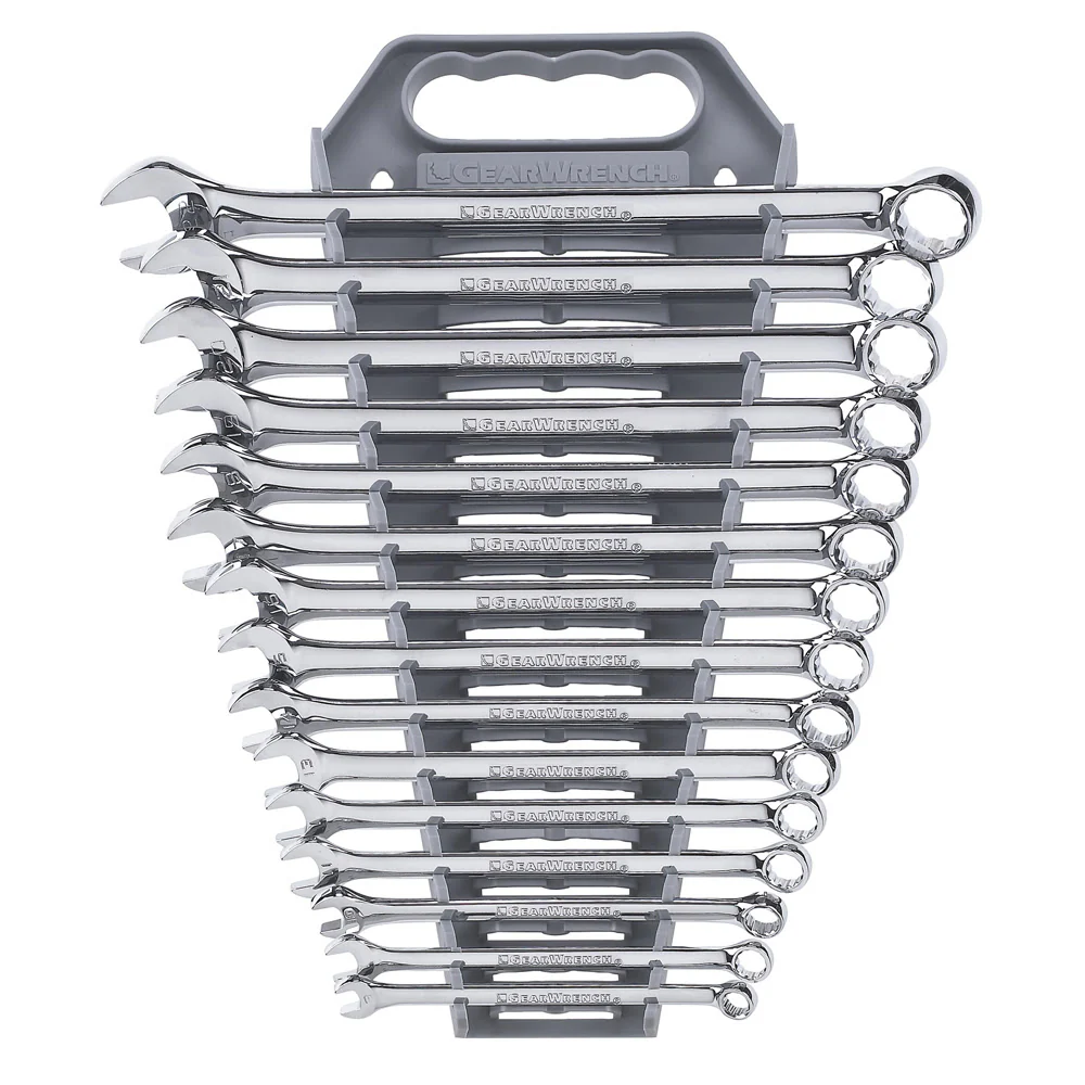 GearWrench 81902 15 Pc. 12 Point Long Pattern Combination Metric Wrench Set - Moutools
