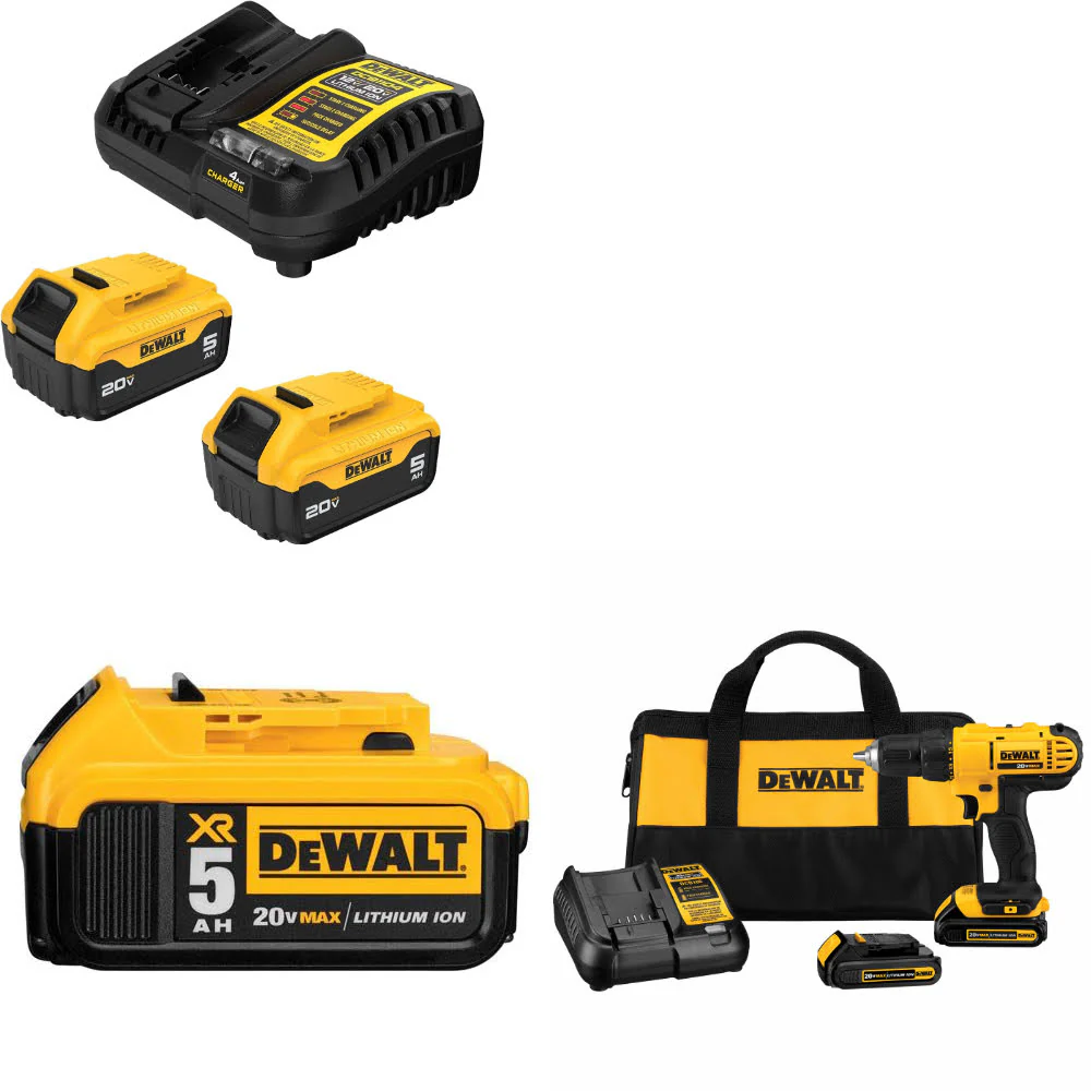 DeWalt DCB205-2C 20V Starter Kit W/ DCB205 20V Battery Pack & Drill/Driver Kit - Moutools