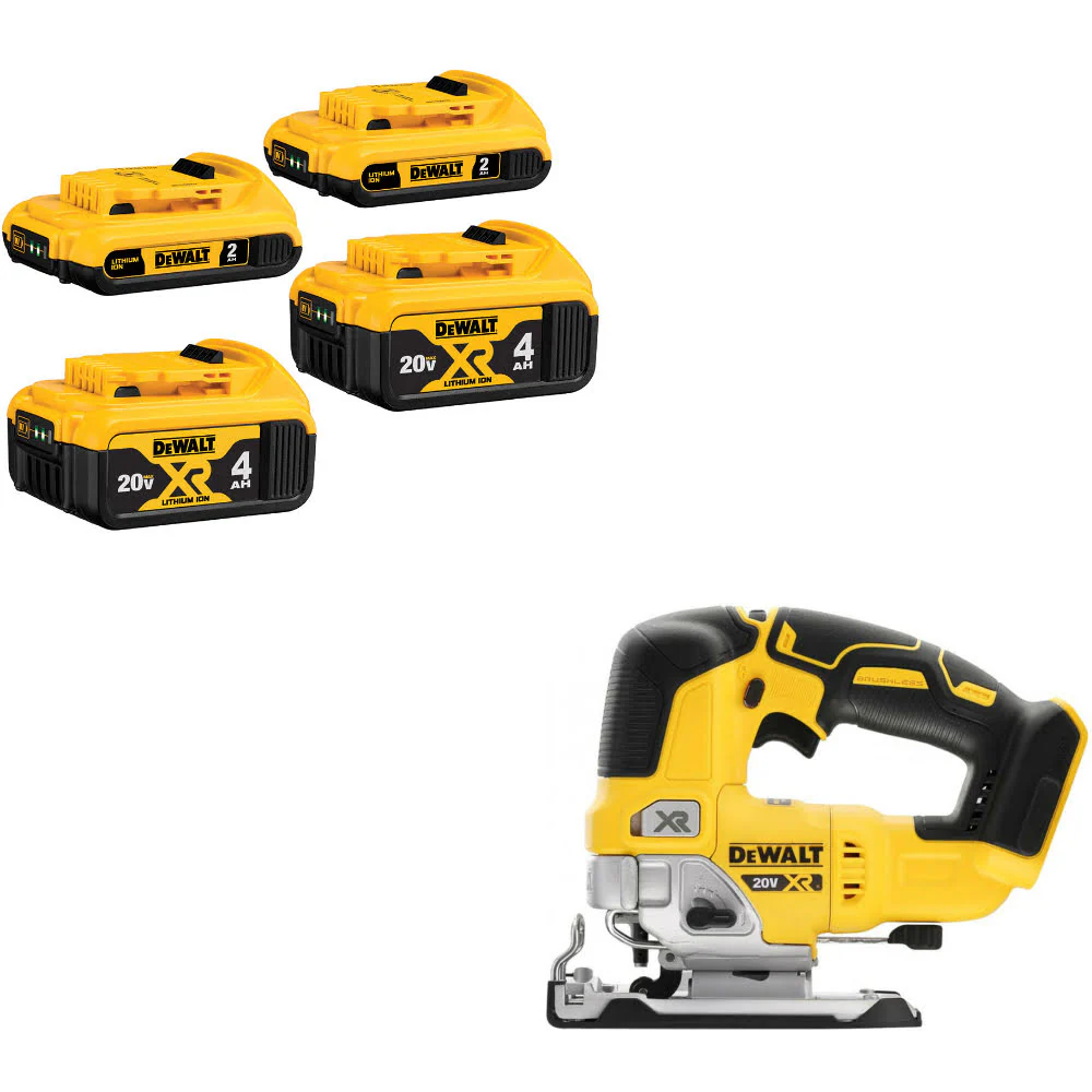 DeWalt DCB324-4 20V MAX Li-Ion Battery 4-Pack W/ FREE DCS334B 20V MAX XR Jig Saw - Moutools