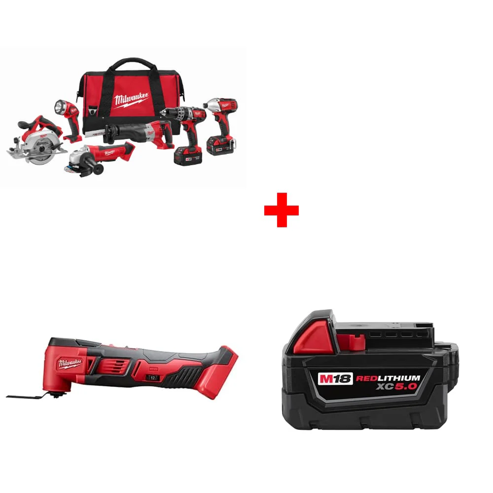 Milwaukee 2696-26 M18 6-Tool Combo Kit w/ FREE 2626-20 Multi-Tool & Battery Pack - Moutools